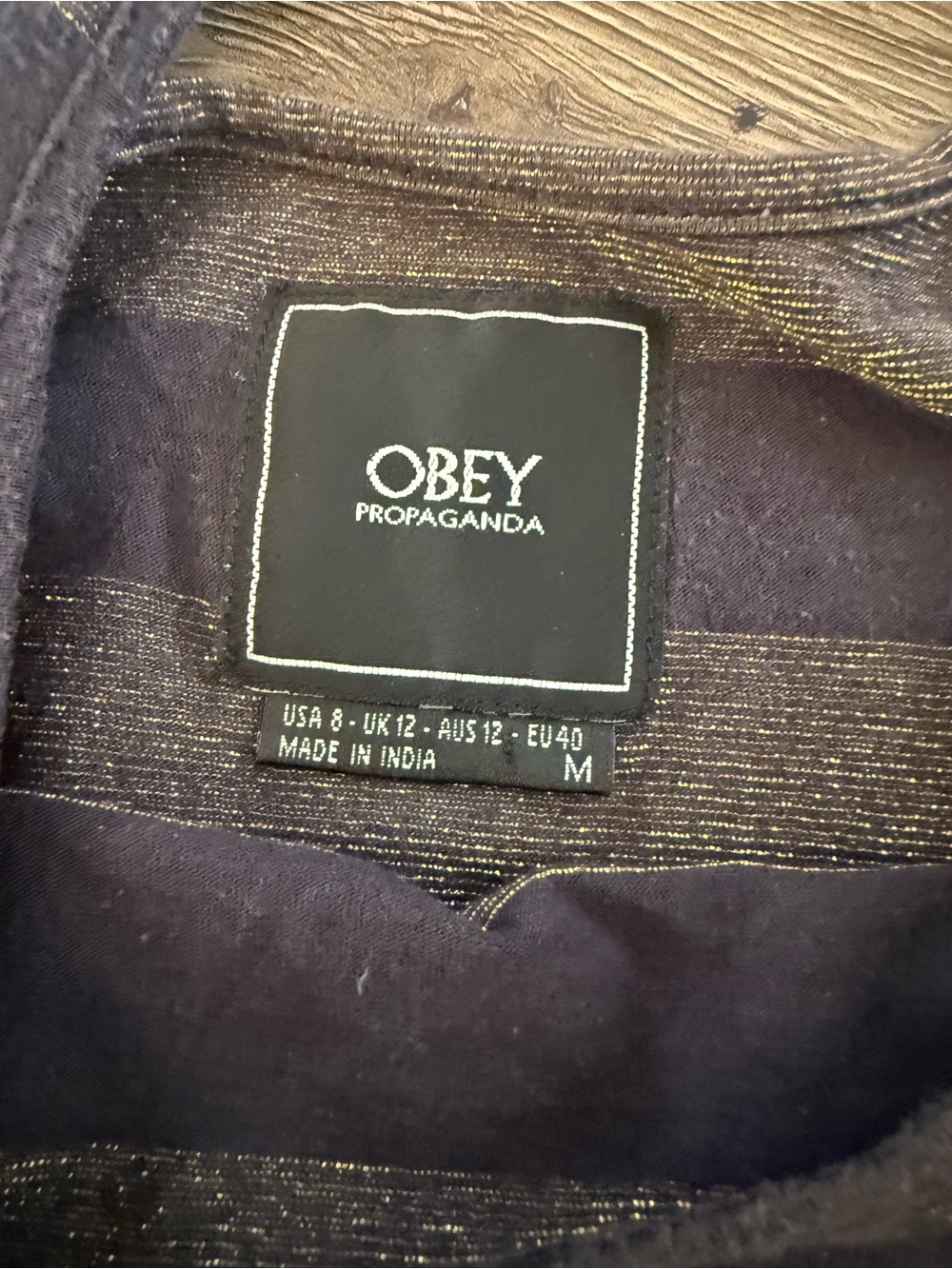 Obey Propaganda Striped Sleeveless Romper in Black and Gold Shimmer - Picture 3 of 7